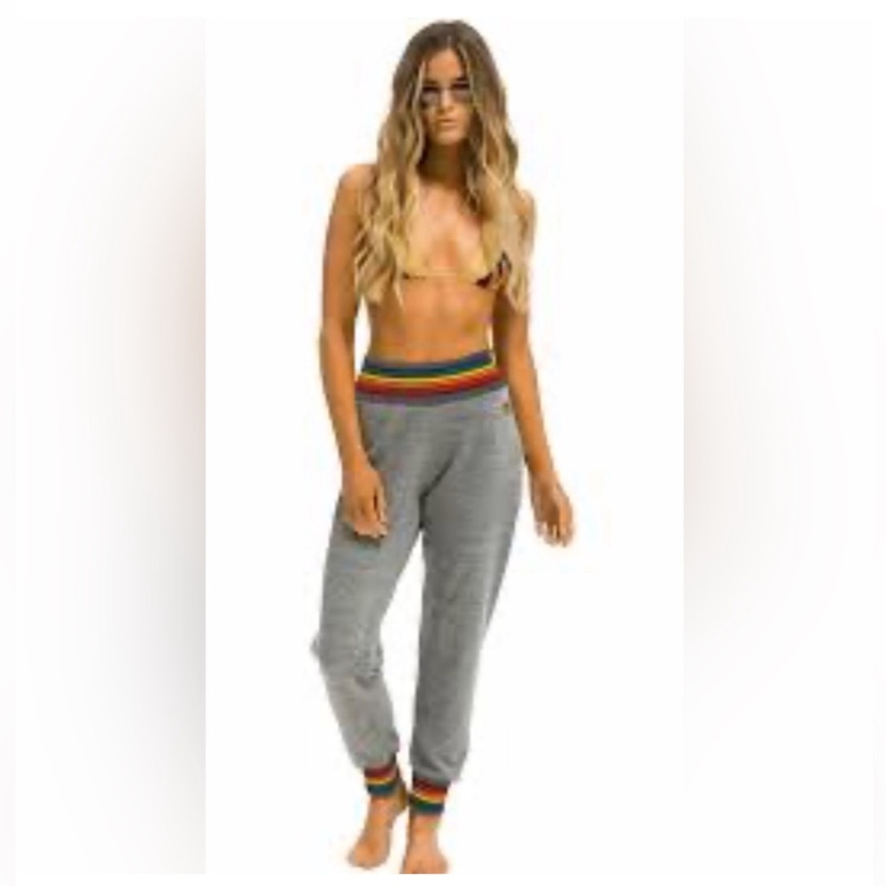Rare Aviator Nation joggers with rainbow bands, size M